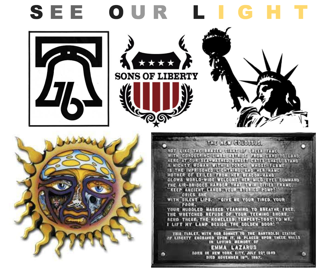 SEE OUR LIGHT.
OL. STATUE & TORCH, SHE DIM.